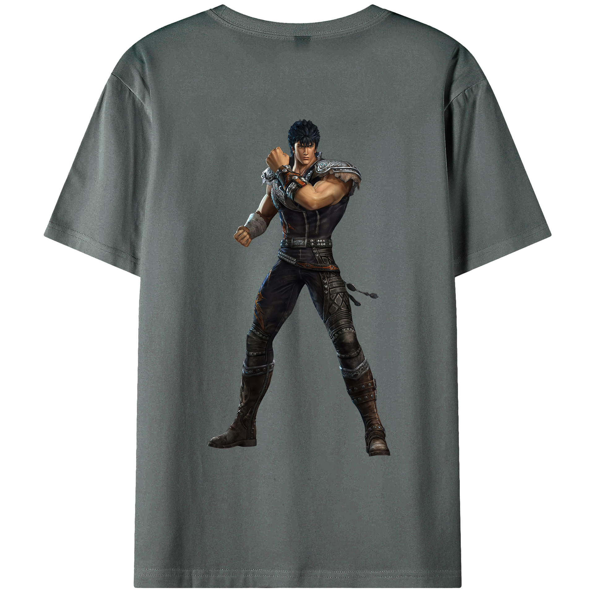 （画像用） 北斗の拳 Fist of the North Star 綿100％ メンズ半袖Tシャツ（バックプリント） 通気性